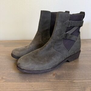 Teva Womens 7.5 Dark Olive Green Ellory Leather Water Proof Ankle Boots